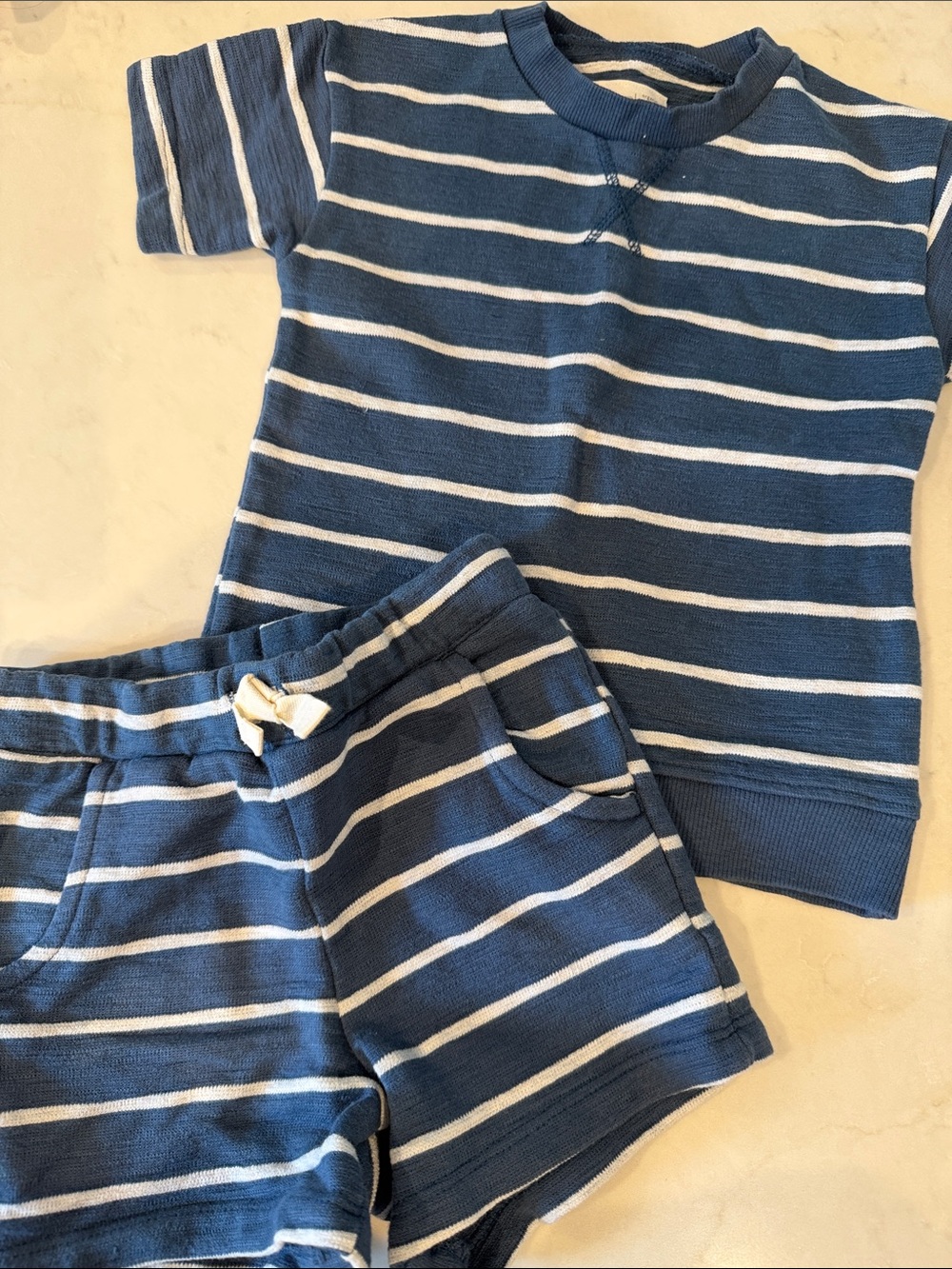 Carters little planet toddler Navy & White Striped Short Sleeve Set